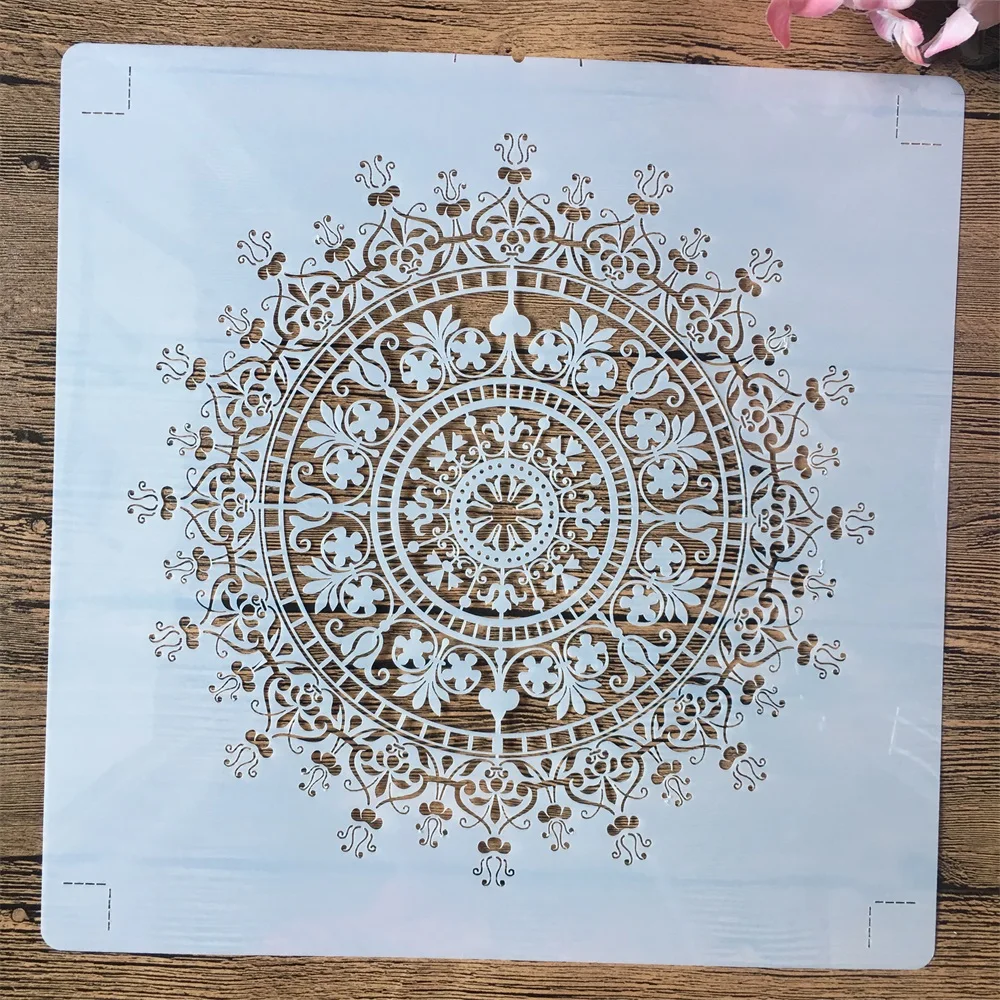 30*30cm 만다라 휠 크라운 DIY 레이어 스텐실 벽화 스크랩북 색소 엠보싱 앨범 장식 템플릿