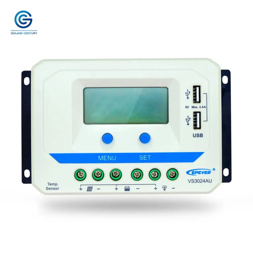 EPever VS3024AU 30A 12 В 24 В автоматическая работа, двойные USB порты зарядки с интеллектуальной функцией ШИМ контроллеры умного дома