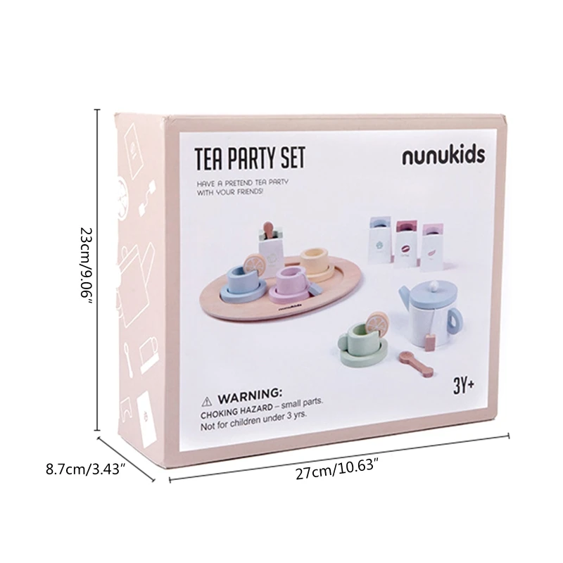 Nunukids Model Tea Party Set Tableware Learning Toy Pretend Game Realistic Kitchen Toy Dollhouse Accs Kids Funny Gift