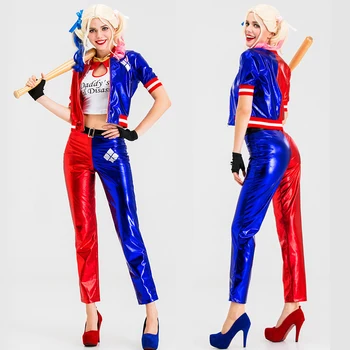

New Adult Cosplay Harley Quinn Ladies Costume Full Set Suicide Squad Cosplays Accessories Party Halloween Costumes