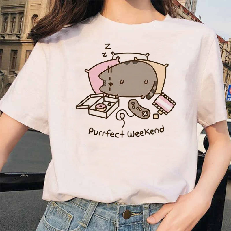 3169 Ullzang милые футболки с котом 90s для женщин Harajuku Забавный мультфильм Kawaii футболка графическая Корейская Футболка Модные женские футболки - Цвет: 3169