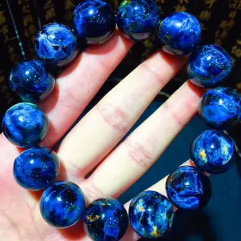 

17.2mm Top Quality Natural Blue Pietersite Bracelet Big Round Beads Women Men Stretch Crystal From Namibia Certificate AAAAA