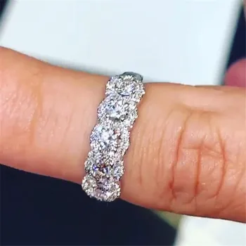 

Top Sell Luxury Jewelry 925 Sterling Silver Sweet Cute White 5A Cubic Zircon CZ Diamond Women Wedding Engagement Band Ring Gift