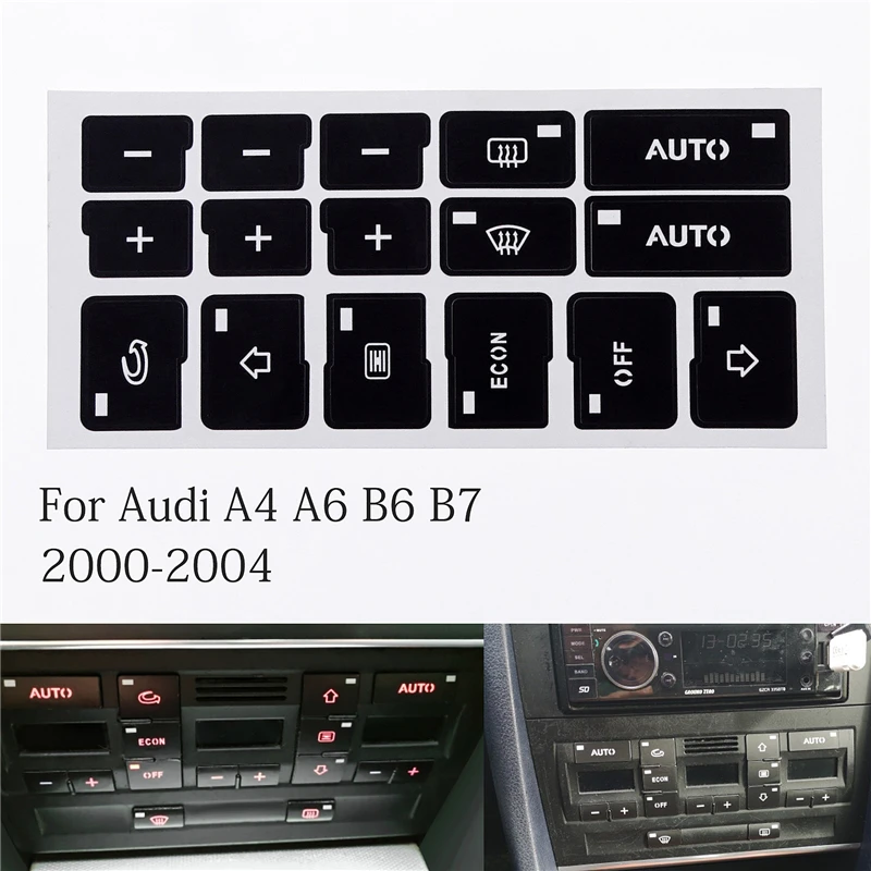 1 Pcs with 16Keys Car Air Condition AC Climate Control Button Repair Stickers Decals for Audi A4 B6 B7 2000 2001 2002 2003 2004 |