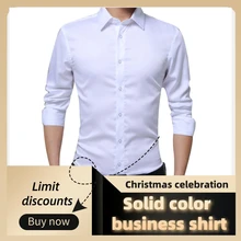 Мужская модная повседневная Однотонная рубашка с длинным рукавом, тонкая версия, мужская деловая рубашка, брендовая мягкая мужская одежда