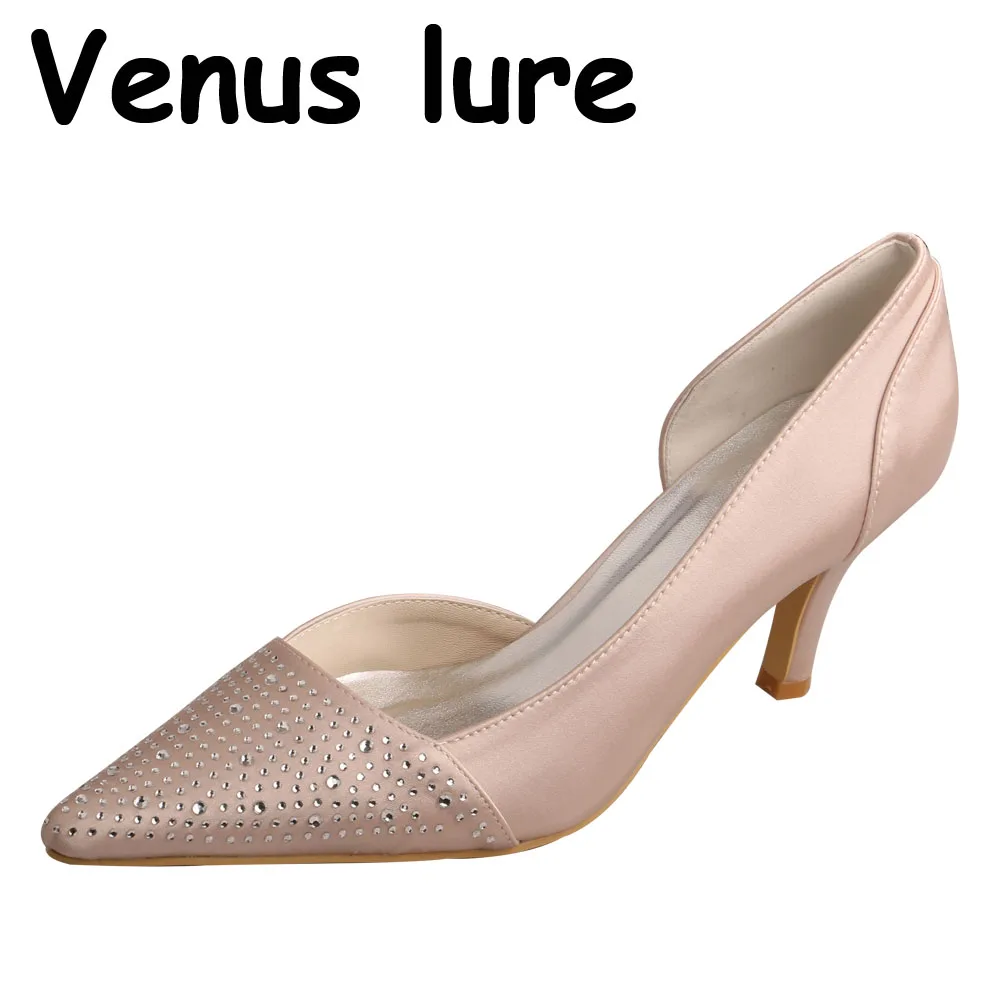 Rhinestones Nude Colored Size 5 Dress Shoes for Women Pointed ToeWomen