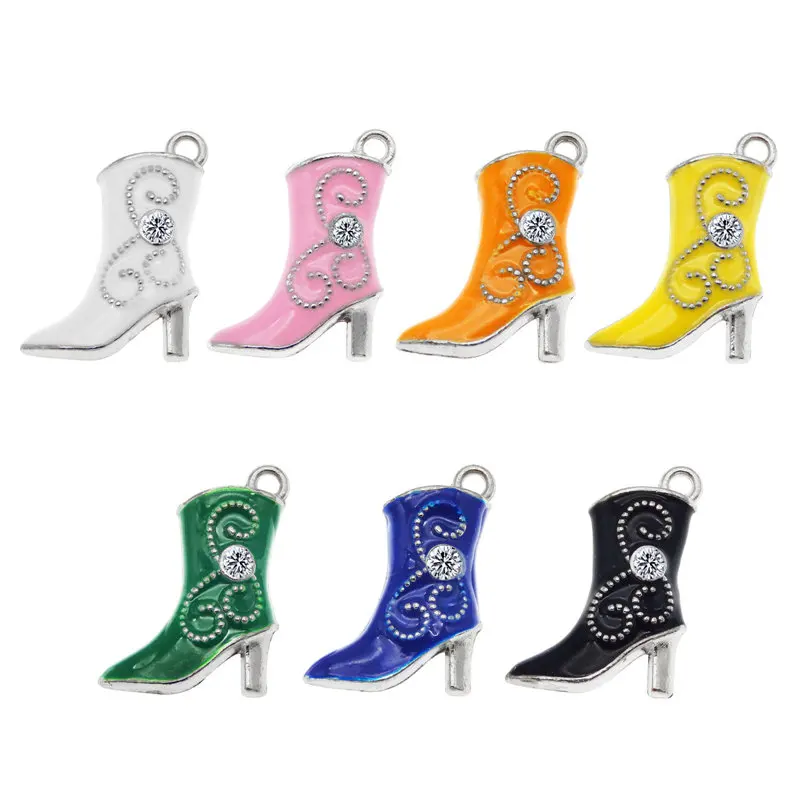 Julie Wang 32 Ciondoli Scarpa Con Tacco Alto | Smaltati Con Strass, 4 Colori, Per Bigiotteria Fai Da Te, Lega Senza Nichel