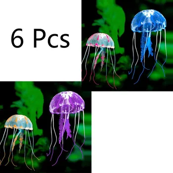 

6pcs Artificial Swim Glowing Effect Jellyfish Aquarium Decoration Fish Tank Underwater Plant Luminous Ornament Aquatic Landscape