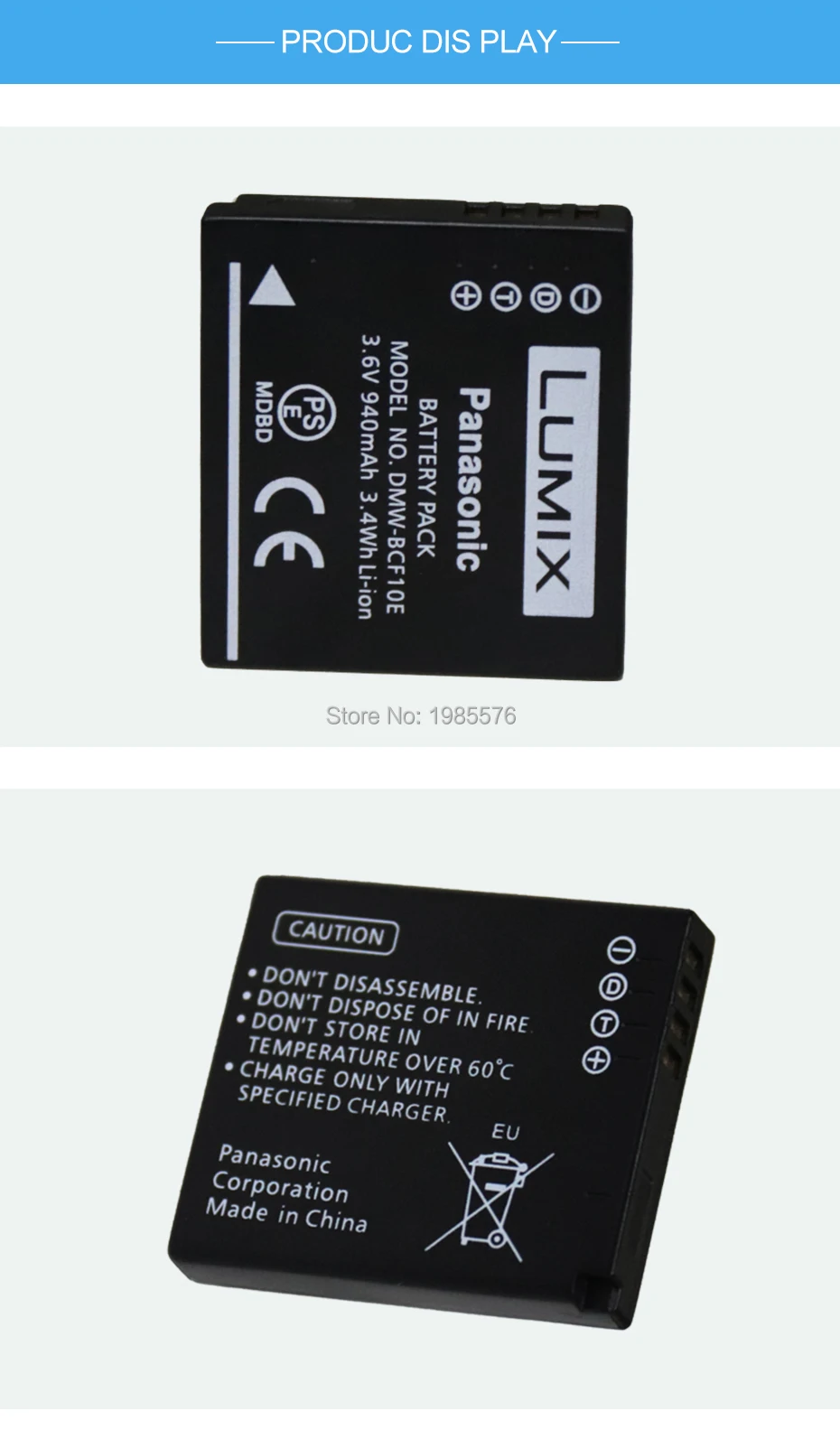 2 шт. Panasonic 3,6 В 940 мАч DMW-BCF10E литий-ионная аккумуляторная батарея для камеры Lumix DMW BCF10 DMW-BCF10GK с DE-A60 зарядным устройством