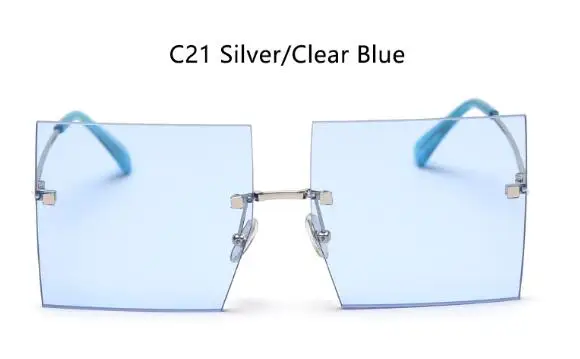 C21 CLEAR BLUE Популярные большие квадратные солнцезащитные очки Женские винтажные оттенки известный бренд дизайнер прозрачные красные очки элегантные очки - Цвет линз: C21 CLEAR BLUE