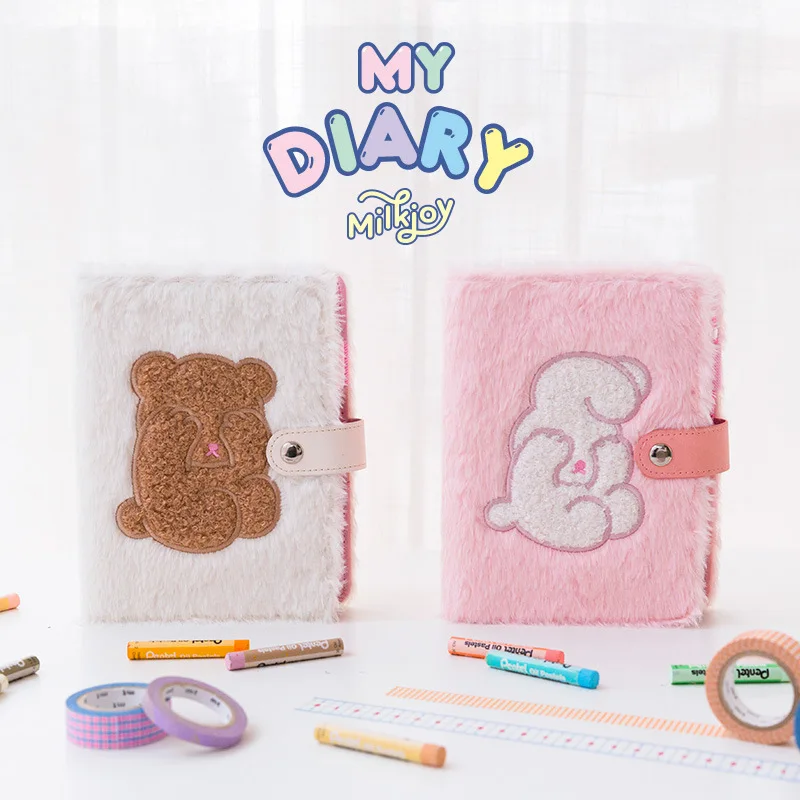 

Soft Rabbit And Bear Theme Lovely 2020 Diary Book A6 Spiral Journal Colorful Jelly Bear Paper 100P Kawaii Girl Stationery Gift