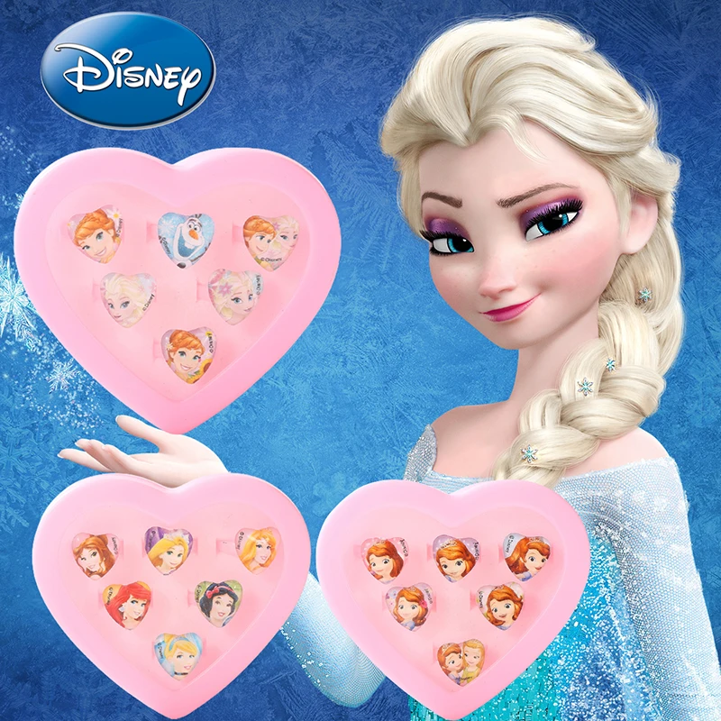 

Disney Frozen Elsa Anna Rings Set Sofia Snow White Princess Girls Makeup Kids Ring Accessories Party Jewelry Pretend PlayToy