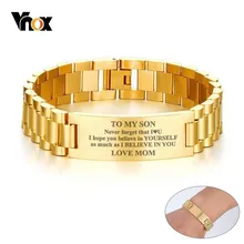 Vnox мама папа любовь никогда не отсутствует мой сын смелость мужской браслет Семья Любовь Рождество День благодарения год подарки