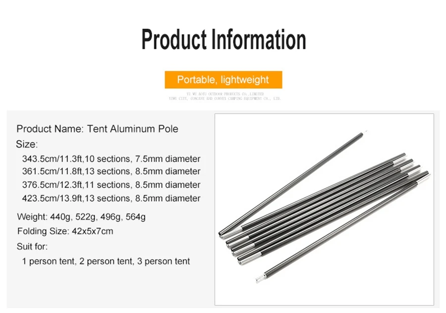 Description Picture 3 of itemDesert&Fox Tent Aluminum Poles Lightweight 1 Pair Tent Aluminum Rod Replacement Tents Sun Shelter Accessories Camping Equipment