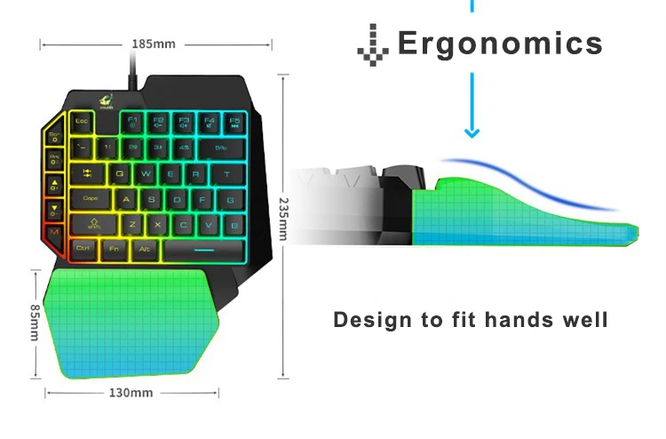 teclado da mão esquerda único para o
