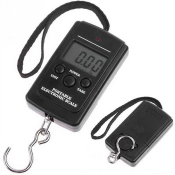 

1pc 10*8*1cm Portable 40KG Travel Digital LCD Handheld Weighing Luggage Fish Hook Hanging Scales Tools