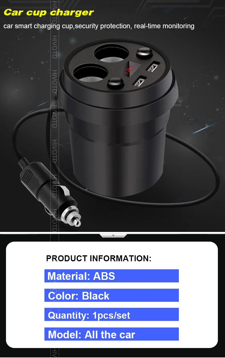 Hivotd универсальные аксессуары, автомобильное двойное USB зарядное устройство, подстаканник, адаптер питания, прикуриватель, авто интерьерные молдинги
