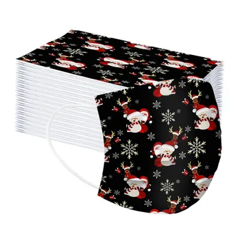 

50pc Christmas Protective Mask Adult Breathable Breathable Disposable Non-woven Mascarillas 3ply Skin-friendly Ear Loop Маска