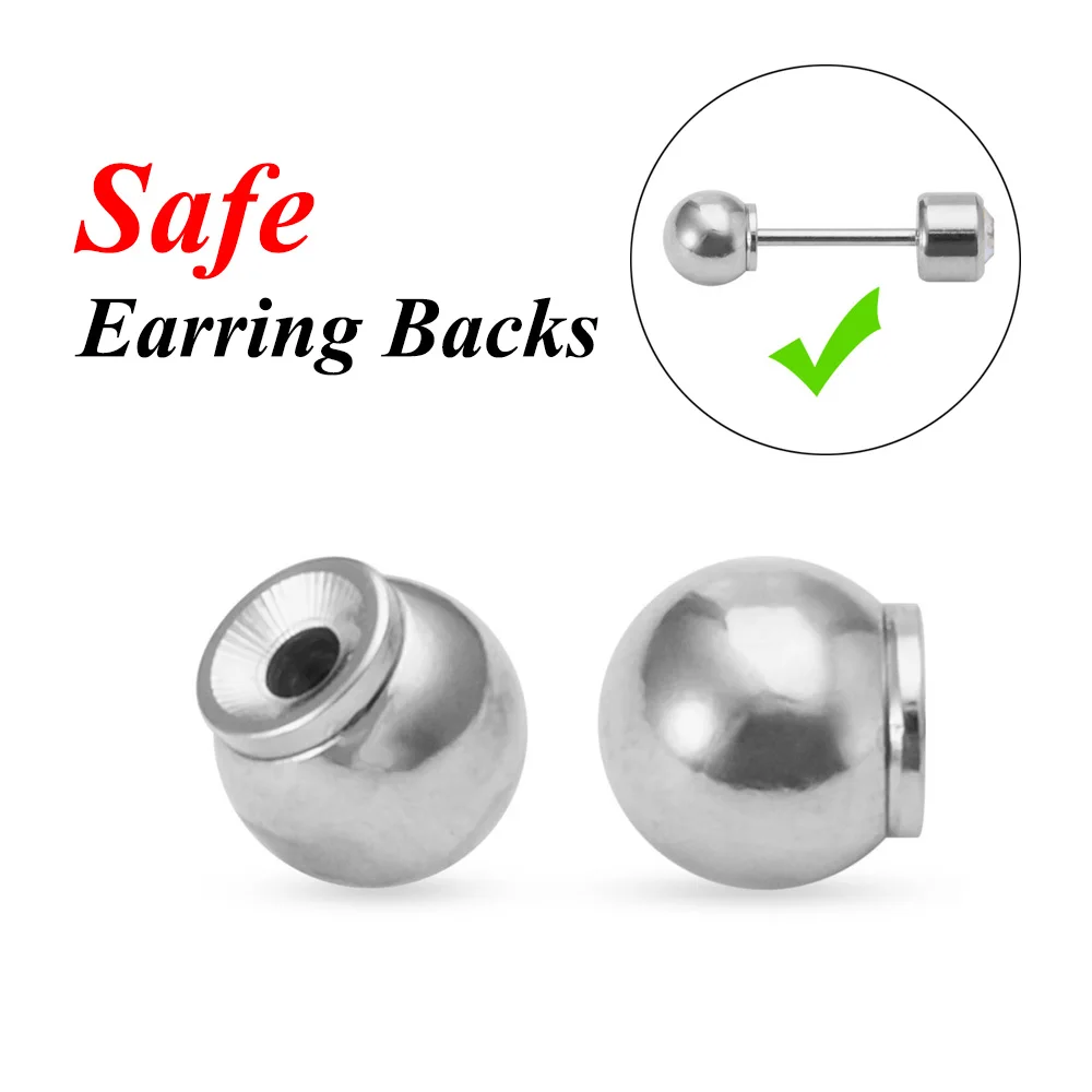 Black Rainbow Steel Birthstone CZ Ear Studs - Tragus Cartilage Piercing Jewelry (Set of 2)
