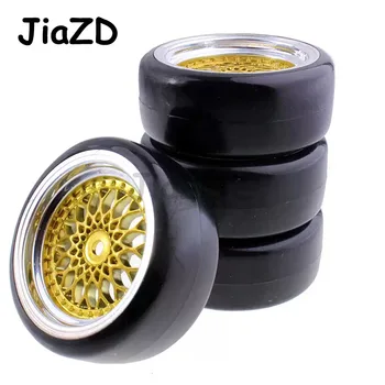 

4pcs 1/10 RC Soft Rubber On Road Tire Tyre Wheel Rim Y12CG(Chrome+Painting Gold)3/6/9mm offset for 1:10 Car 10043+21006 Y05