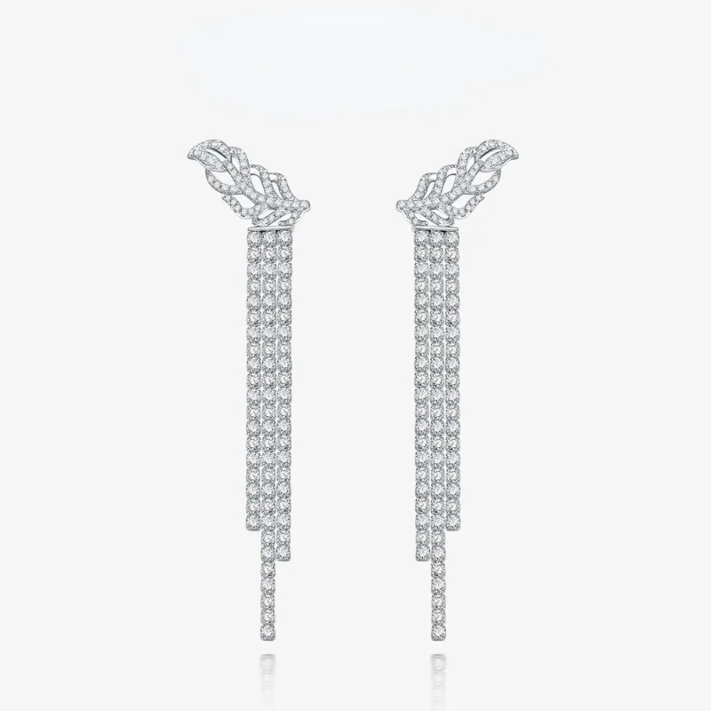 

Soild 925 Sterling Silver Full Created Moissanite Diamon Drop Earrings For Women Sparkling Wedding Party Fine Jewelry