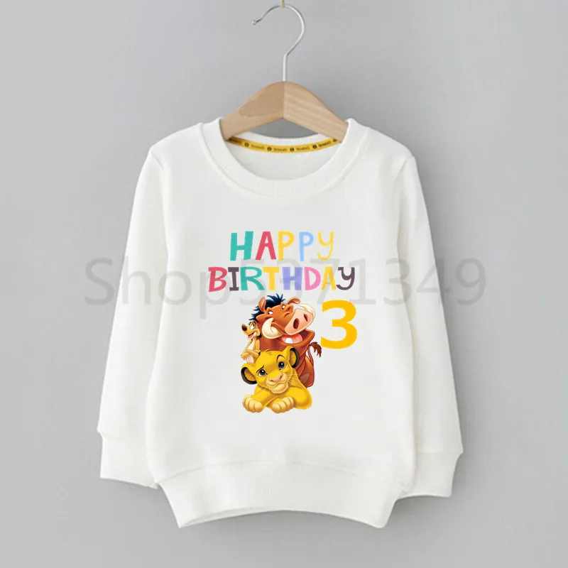 Simba с надписью «Happy Birthday», «Король Лев», «Number 1-10», милый забавный свитер с капюшоном для маленьких мальчиков и девочек детская модная одежда с длинными рукавами - Цвет: C