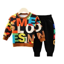 T shirt et pantalon en coton pour enfants, vêtements de sport, à la mode, pour garçons et filles, 2, automne pièces/ensembles