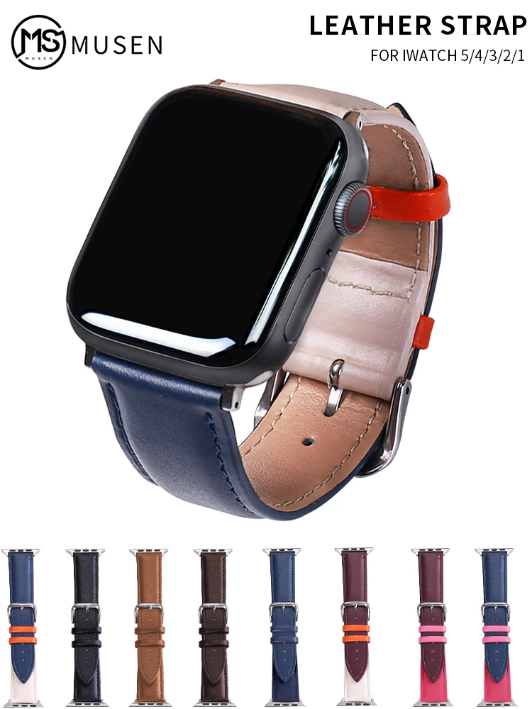 Ремешок Apple watch band series для 2 3 4 5 6 iwatch кожаный мужской и женский браслет 38 мм 40 44 42