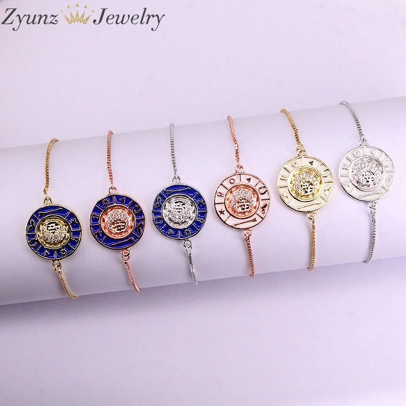 10 шт, белый/синий глазурированный коннектор цепь браслет, ювелирные изделия с бриллиантами браслет CZ Micro Pave для Для женщин и девочек