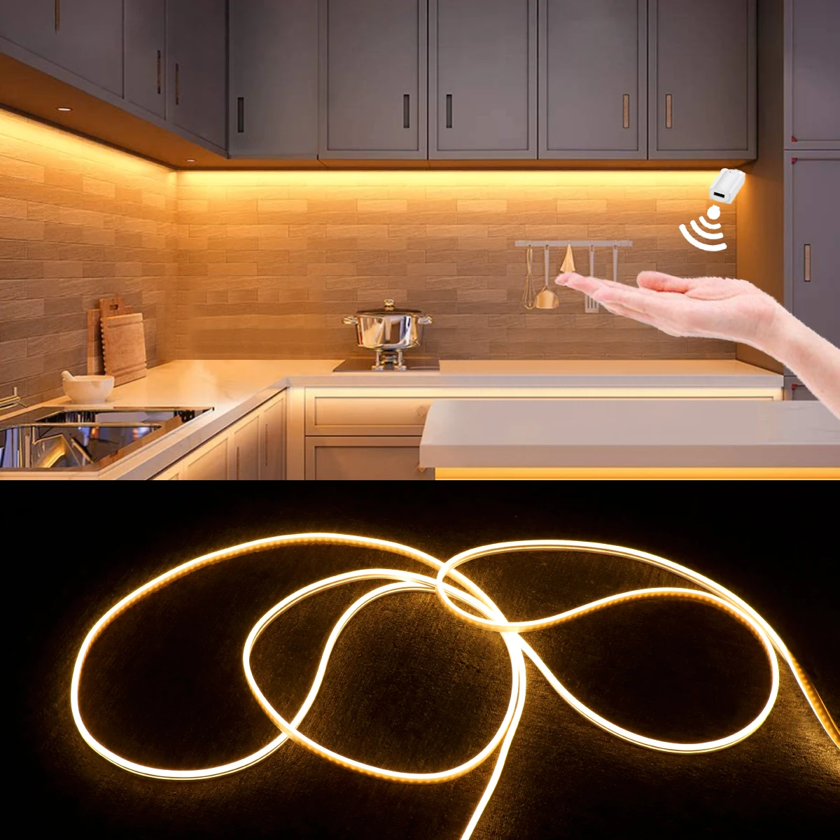 Lampe Led Sous-meuble 12v, Capteur De Balayage À La Main, Bande Lumineuse  Fluo Étanche, Lampe Murale Intelligente Pour Cuisine, Garde-robe,  Veilleuses - Sous Les Lumières Du Cabinet - AliExpress