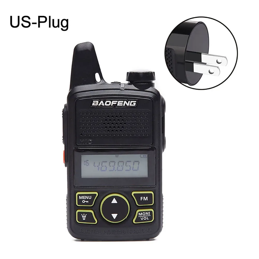 Баофенг-баофенг BF-T1 Walkie Talkie дети рации Baofeng-мини Детская рация nigno Двусторонняя 400-420MHz 20CH USB FM радио telsiz - Цвет: US Plug