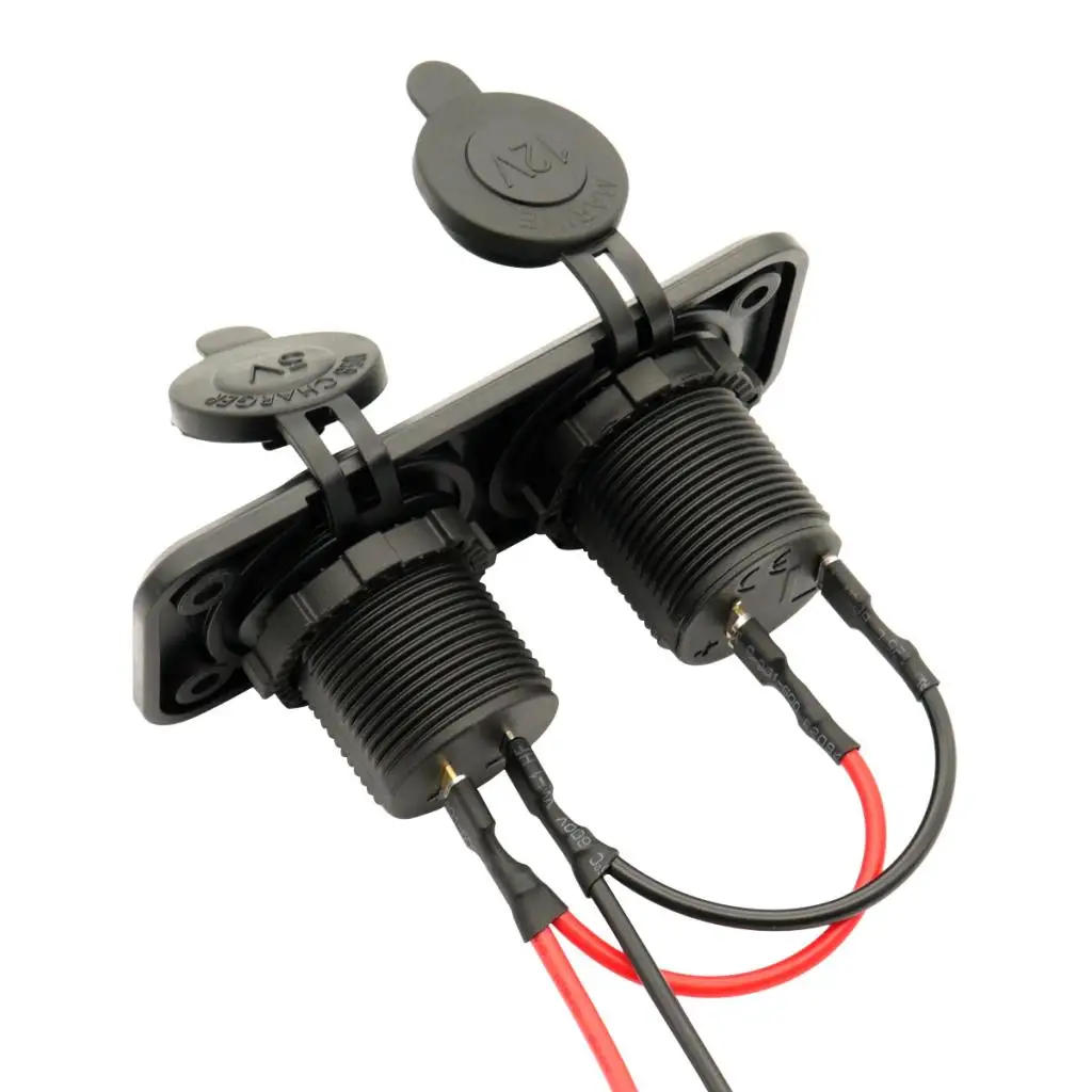 Car Motorcycle 12V-24V USB Charger Socket Panel for Boat / Marine / Mobile Phones, Red LED Lights