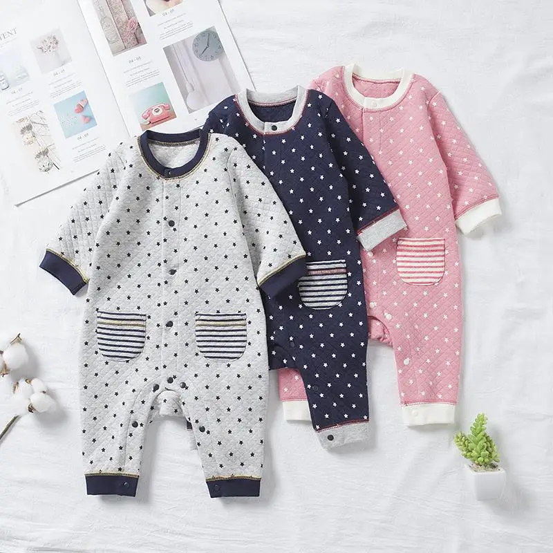 

Dot Style Baby Romper Jumpsuit Unisex O-Neck Comfortable Wear Single Breasted Cotton Two Quarter Romper Jumpsuit Cartoon