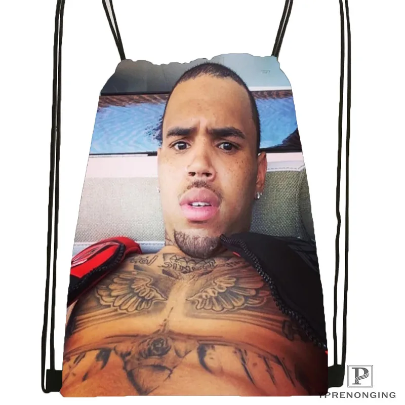 Drawstring Backpack Пользовательские Chris коричневая походная сумка на шнурке милый рюкзак для детей(черная спинка) 31x40 см#180531-02-02 - Цвет: Drawstring Backpack