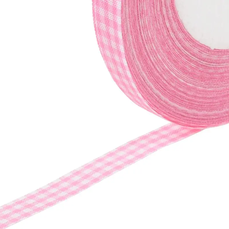 Новая 45 м полная катушка резки длины Gingham ленты Швейные ремесла, 10 мм шириной розовый