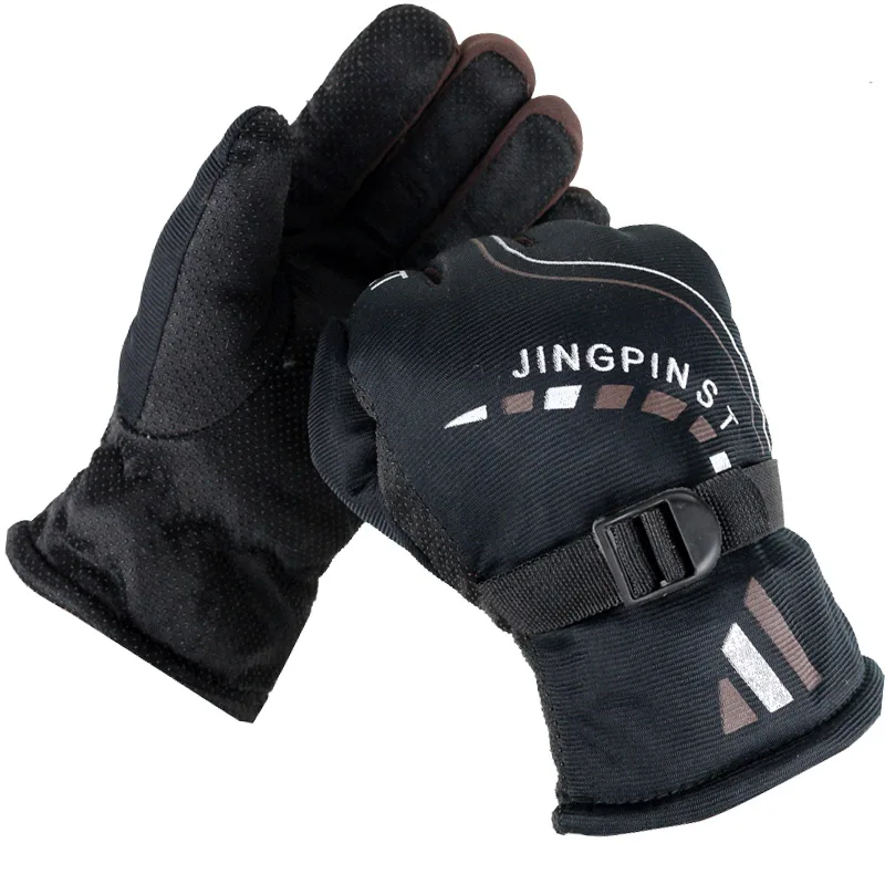 Longkeeper Brand Winter Women Men Keep Warm Golves Full Finger Non-slip Driving Gloves Adjustable Wrist Strap Sports Luva - Цвет: Coffee