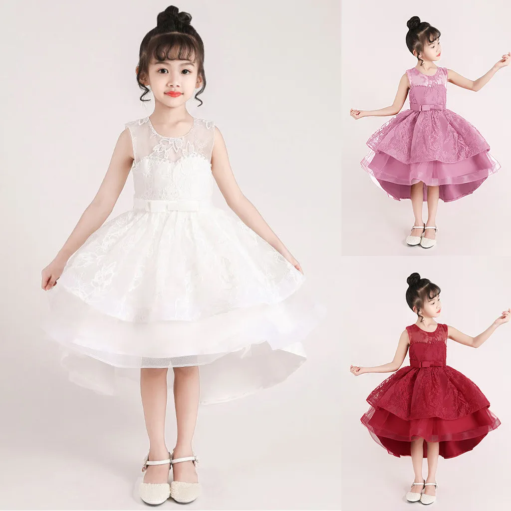 Платье принцессы с цветочным узором для девочек; Детские вечерние торжественные платья-пачки на свадьбу; модное платье для маленьких девочек; летняя одежда; юбка