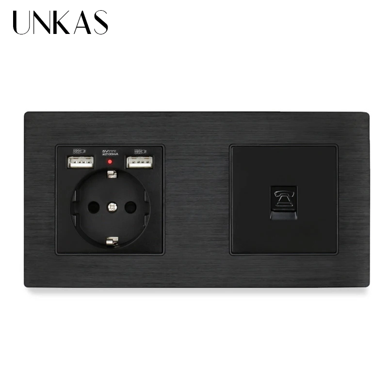 UNKAS Алюминиевый металлический телефон с заземлением и 2 USB портами|Электрические