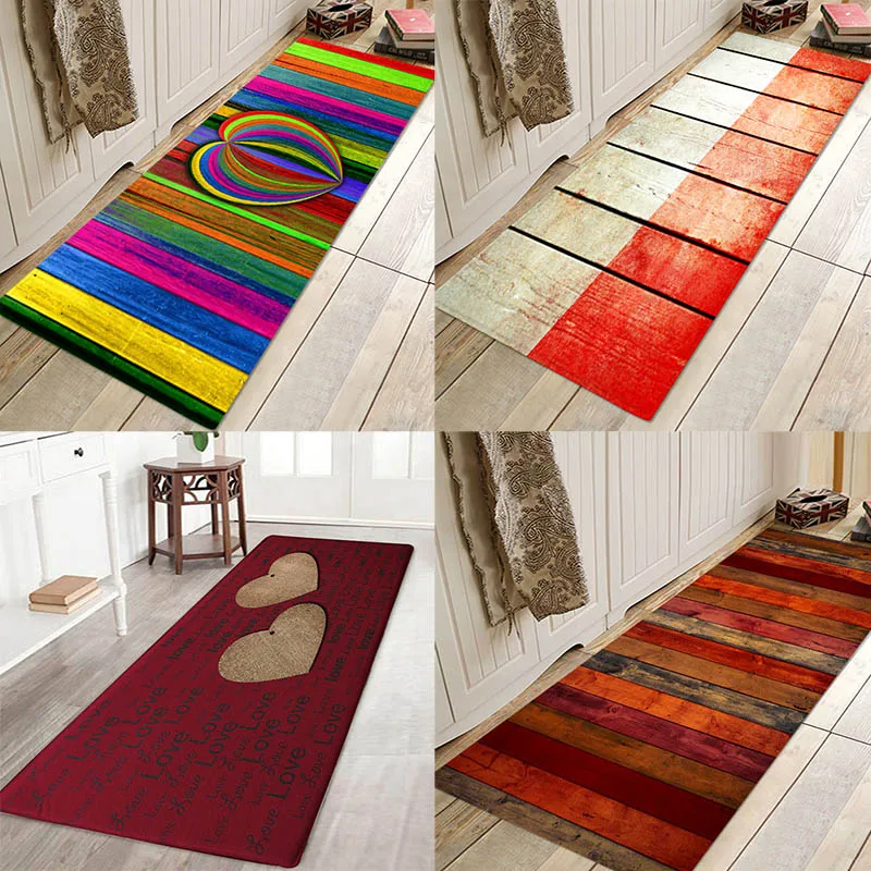 

Love board floor pad Wooden floor pad, colored wooden floor pad, flannel print home Anti-Slip absorbent floor pad
