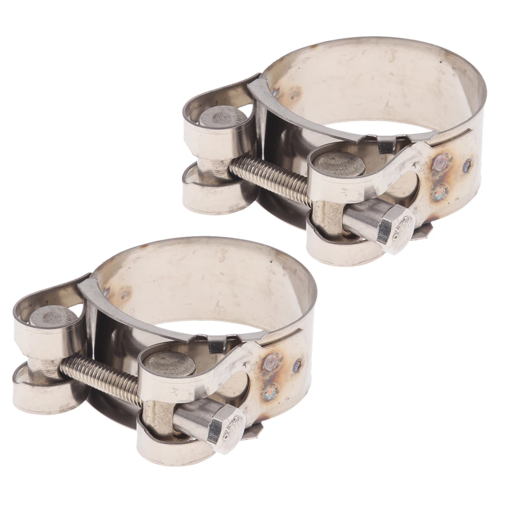 Perfeclan 2x Motorcycle Exhaust Pipe Clamp Clip Silencer 44-47mm