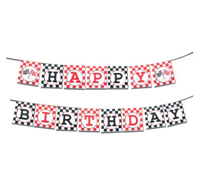 1pcs banner A Черный белый гоночный автомобиль украшение для вечеринки Servies шахматы одноразовая посуда набор клетчатый флаг вечерние наборы; детский душ деко для детей - Цвет: 1pcs banner A