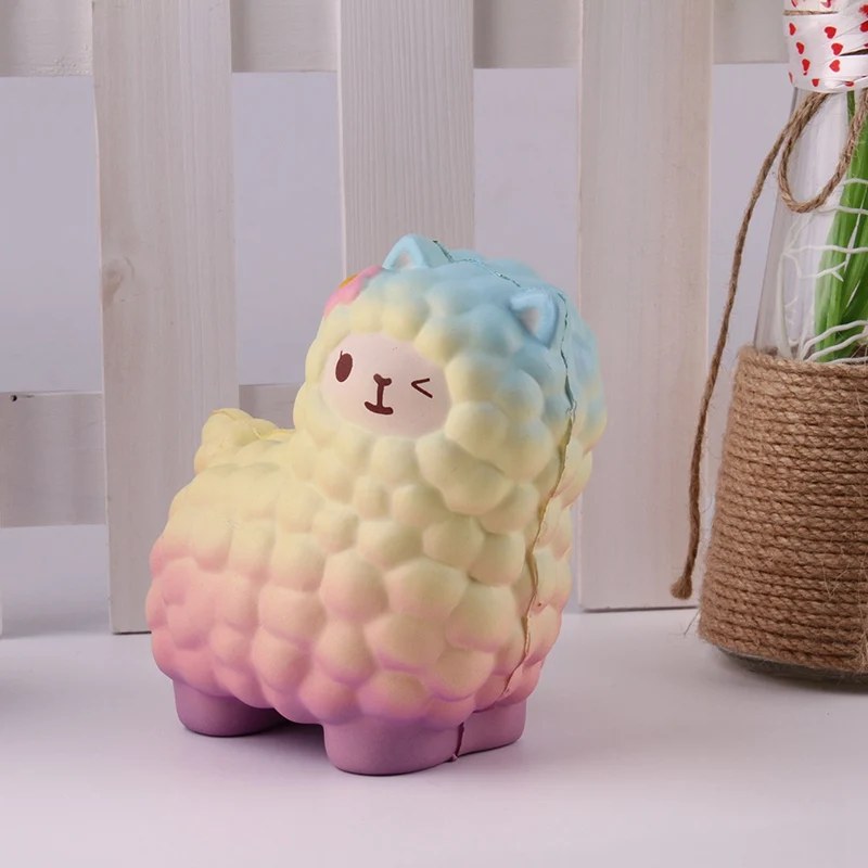 1 шт. Jumbo 11 см Kawaii медленно поднимающийся Bling Радуга овца/альпака мягкие милые животные сжимаемые хлеб торт ароматизированные игрушки