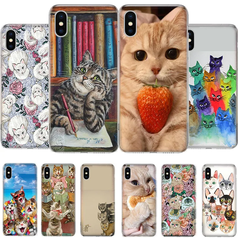 

Cat Cute Personality fashion Phone Case For iPhone 11 12 6 6s 7 8 Plus X XS XR Pro Max MINI 5 5s SE Cover Coque soft Silicone TP