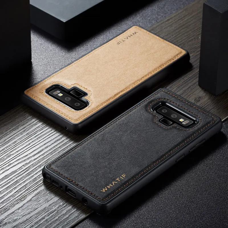 Крафт-бумажный кожаный чехол для samsung galaxy note 9 8 S8 S9 Plus S7 edge Магнитный чехол Флип-держатель для карт съемный чехол для телефона