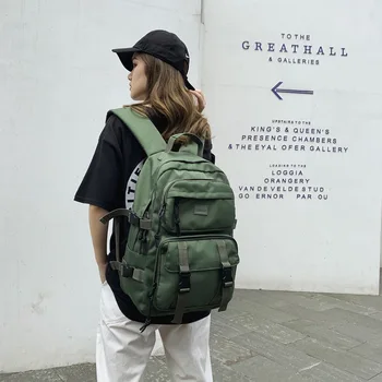 

2020 tide brand new backpack Harajuku style couple outdoor backpack double pocket student school bag