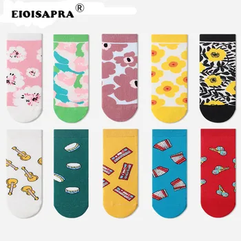 

Korea Style Harajuku Personality Casual Women Socks Hip Hop Short Board Funny Socks Music Guitar Flower Candy Color Tide Sokken