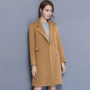 

Wide-waisted Women Wool Blend Coat Fashion Cashmere Jacket Elegant Ladies Coats