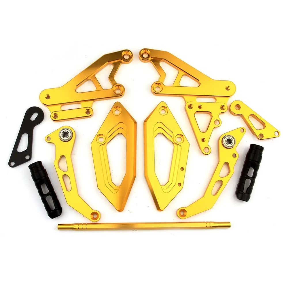 Золотой CNC регулируемый Rearset мотоцикл задний Набор аксессуары подножки титановые подставки для ног подножки для Yamaha R15 V3 - Цвет: Золотой