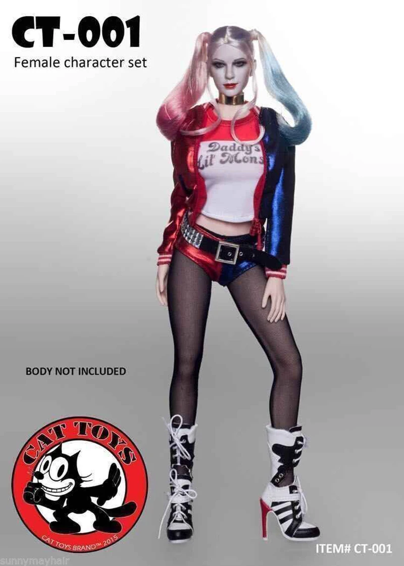 

1/6 Scale Suicide Squad Harley Quinn The Joker Costumes Clothes Sets & Female Head sculpt For 12" pale figure