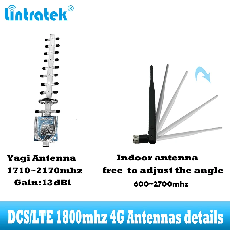 Lintratek lte 4g DCS 1800 МГц Усилитель сотового сигнала Сотовый телефон 4g gsm повторитель сигнала интернет yagi whip антенны